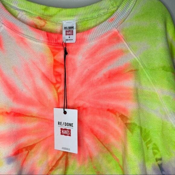 RE/DONE x Hanes Crewneck Pullover Sweatshirt Tie Dye Classic Raglan Size Small - Picture 3 of 6